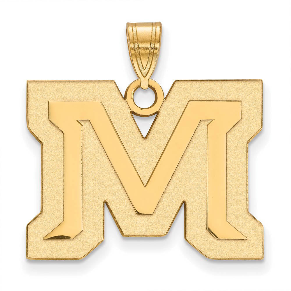 14k Gold Plated Silver Montana State Large 'M' Pendant, Item P17536 by The Black Bow Jewelry Co.