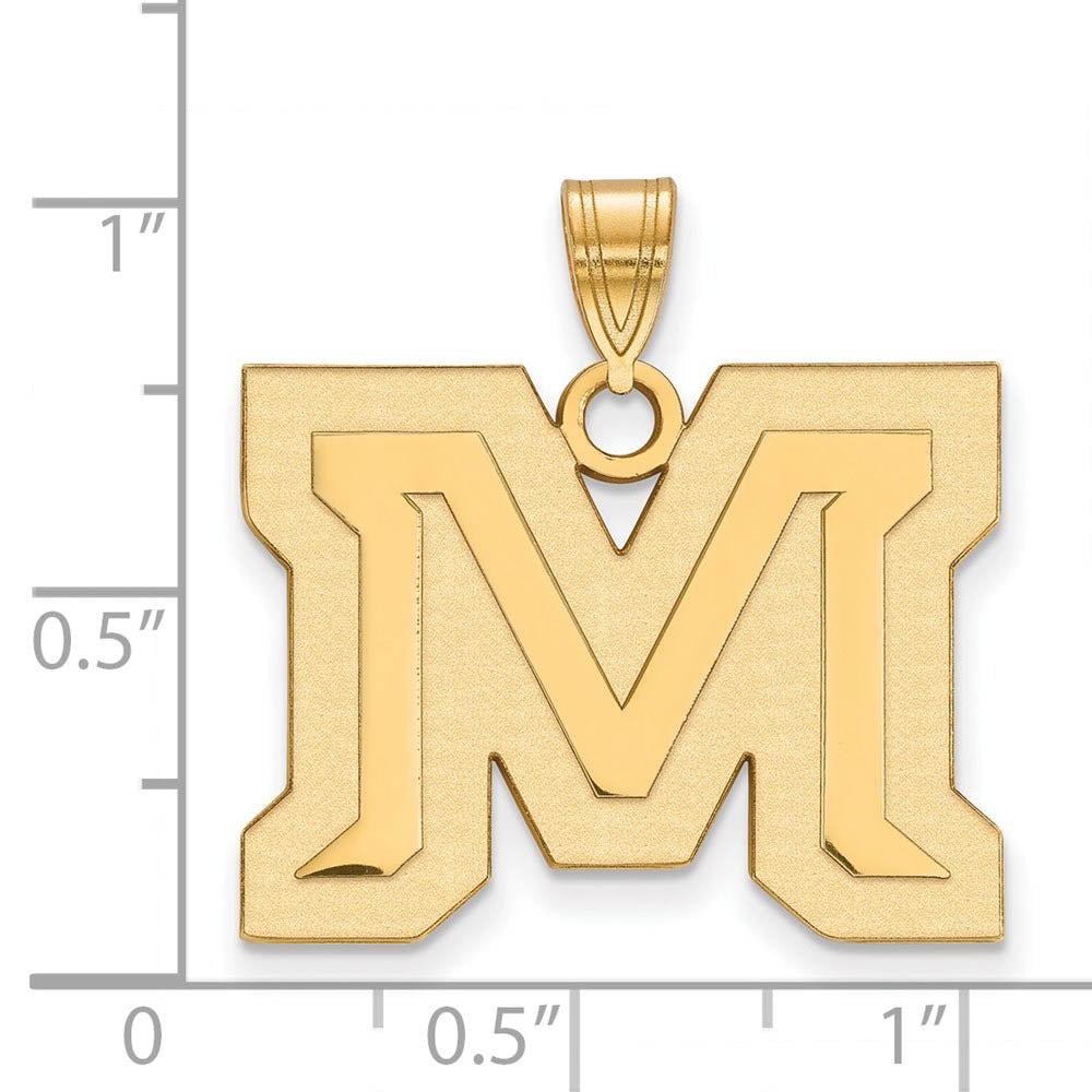 Alternate view of the 14k Gold Plated Silver Montana State Large 'M' Pendant by The Black Bow Jewelry Co.