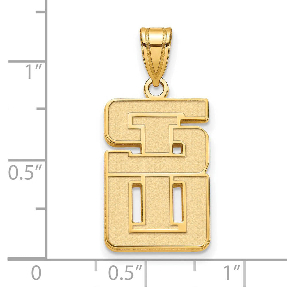 Alternate view of the 14k Gold Plated Silver Southern Illinois University Large Pendant by The Black Bow Jewelry Co.