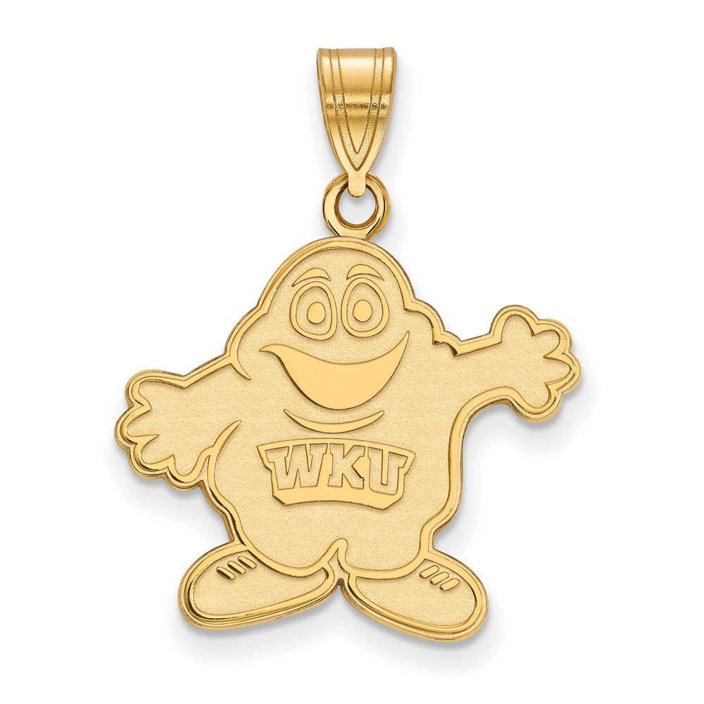 14k Gold Plated Silver Western Kentucky U. Large Masco Pendant, Item P17567 by The Black Bow Jewelry Co.