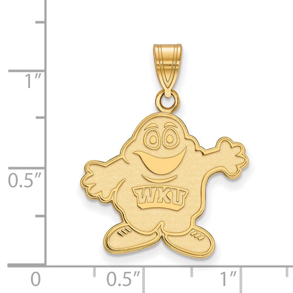 Alternate view of the 14k Gold Plated Silver Western Kentucky U. Large Masco Pendant by The Black Bow Jewelry Co.
