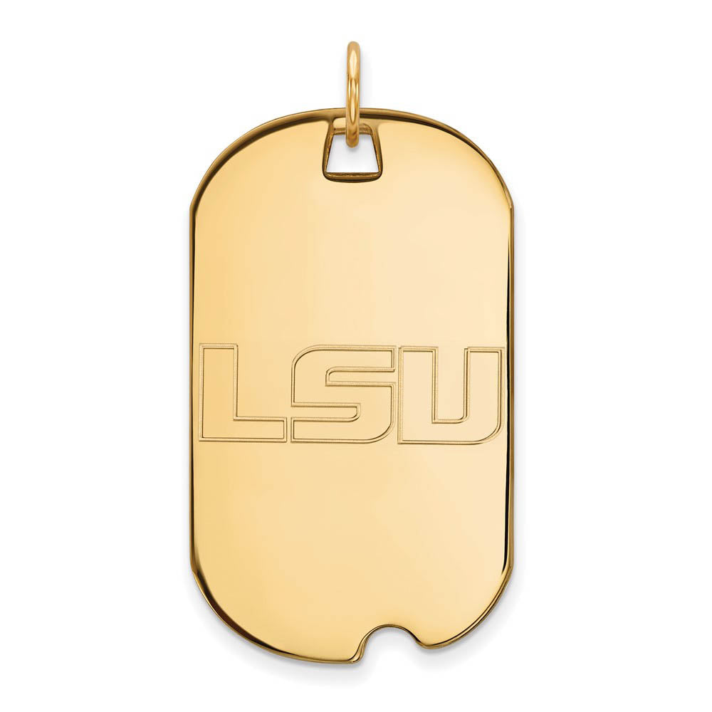14k Gold Plated Silver Louisiana State Large Dog Tag Pendant, Item P17580 by The Black Bow Jewelry Co.