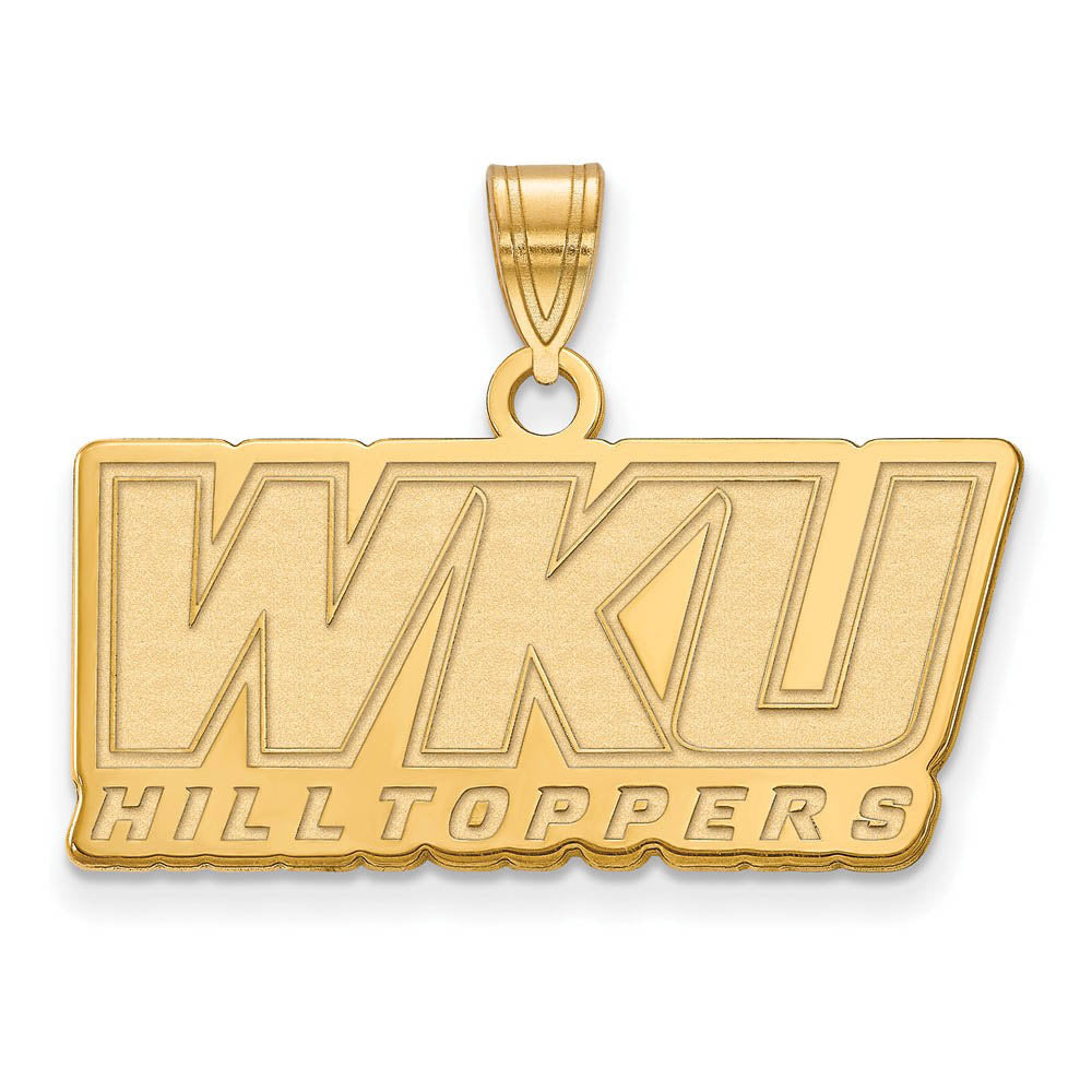 14k Gold Plated Silver Western Kentucky U. Large 'WKU' Pendant, Item P17587 by The Black Bow Jewelry Co.