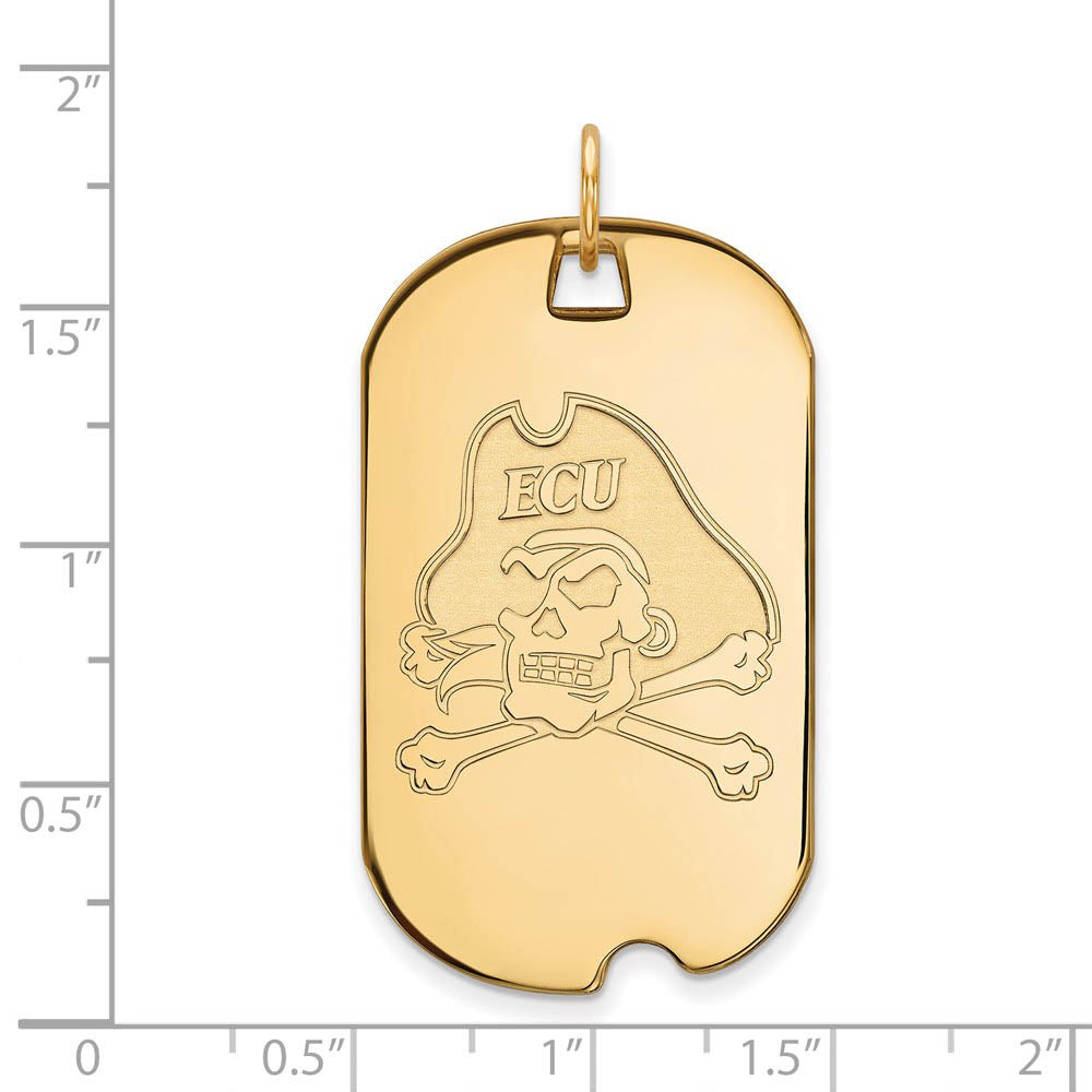Alternate view of the 14k Gold Plated Silver East Carolina U Large Dog Tag Pendant by The Black Bow Jewelry Co.