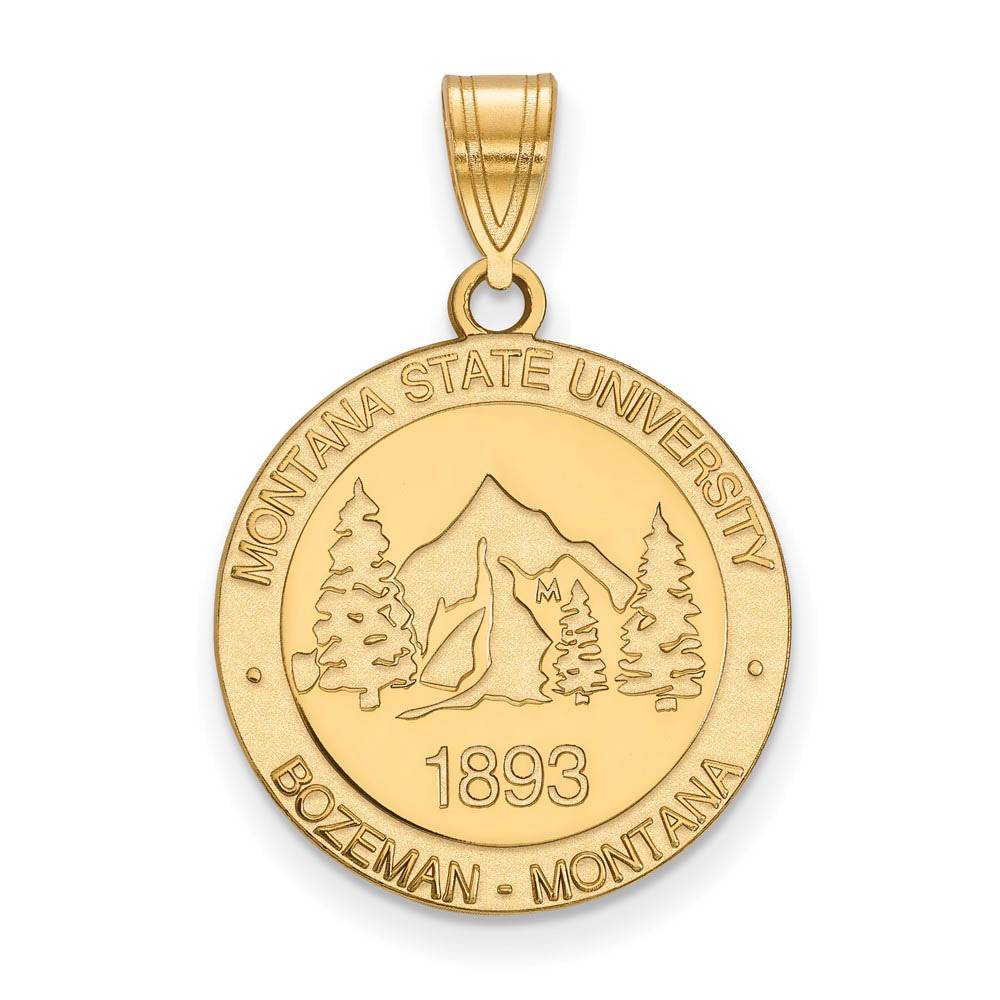 14k Gold Plated Silver Montana State Large Crest Pendant, Item P17599 by The Black Bow Jewelry Co.