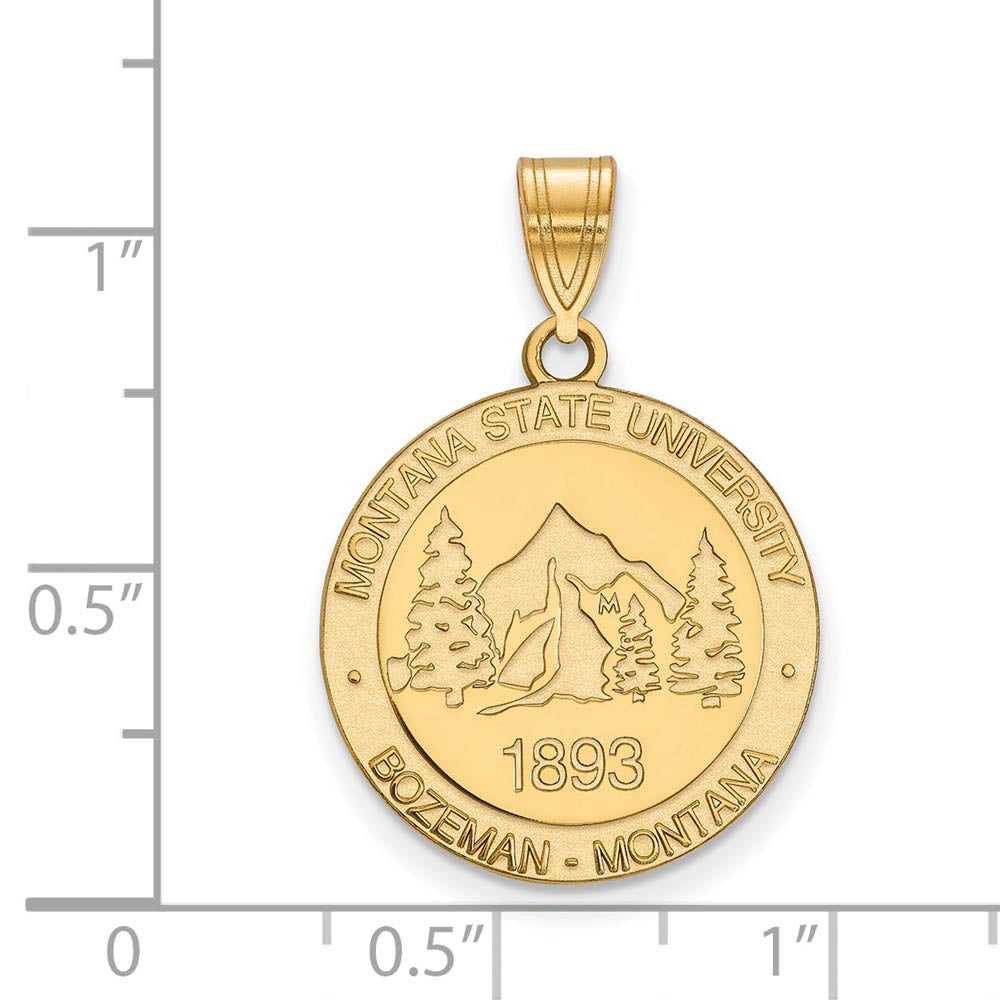Alternate view of the 14k Gold Plated Silver Montana State Large Crest Pendant by The Black Bow Jewelry Co.