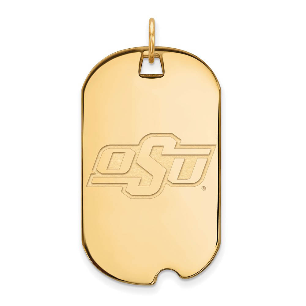 14k Gold Plated Silver Oklahoma State Large Dog Tag Pendant, Item P17603 by The Black Bow Jewelry Co.