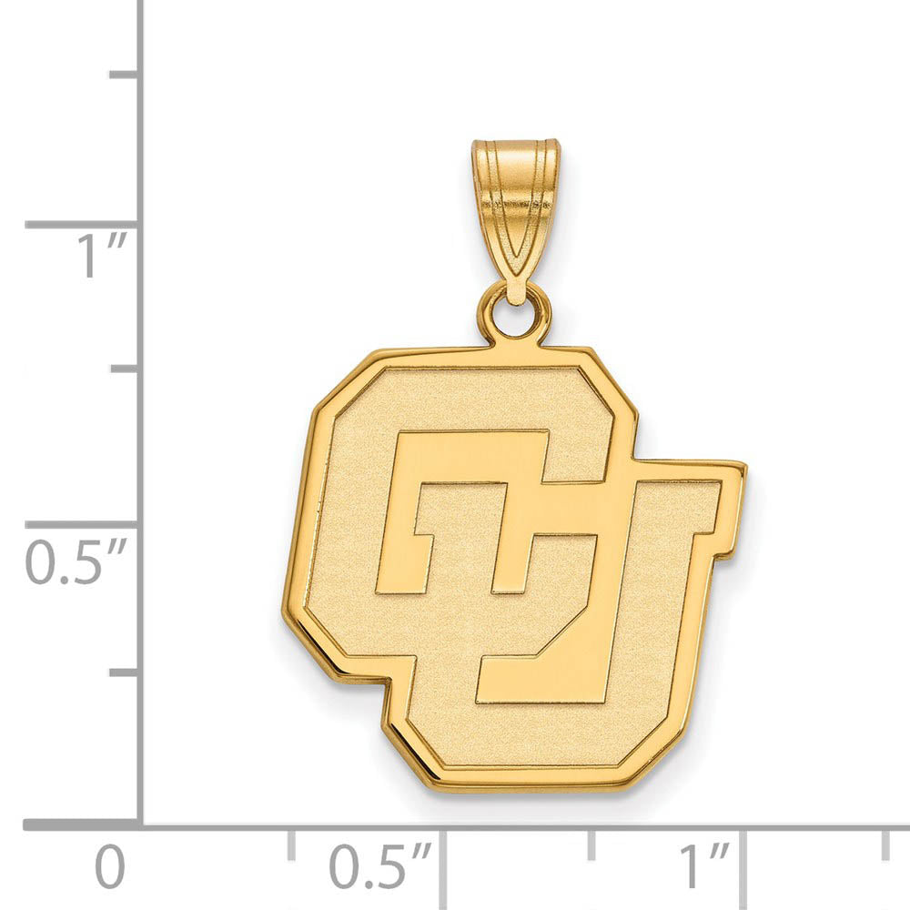 Alternate view of the 14k Gold Plated Silver U. of Colorado Large Pendant by The Black Bow Jewelry Co.