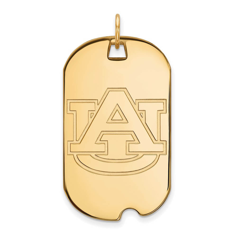14k Gold Plated Silver Auburn U Large Dog Tag Pendant, Item P17611 by The Black Bow Jewelry Co.