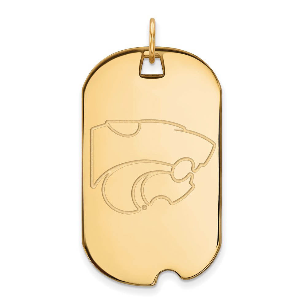 14k Gold Plated Silver Kansas State Large Dog Tag Pendant, Item P17616 by The Black Bow Jewelry Co.