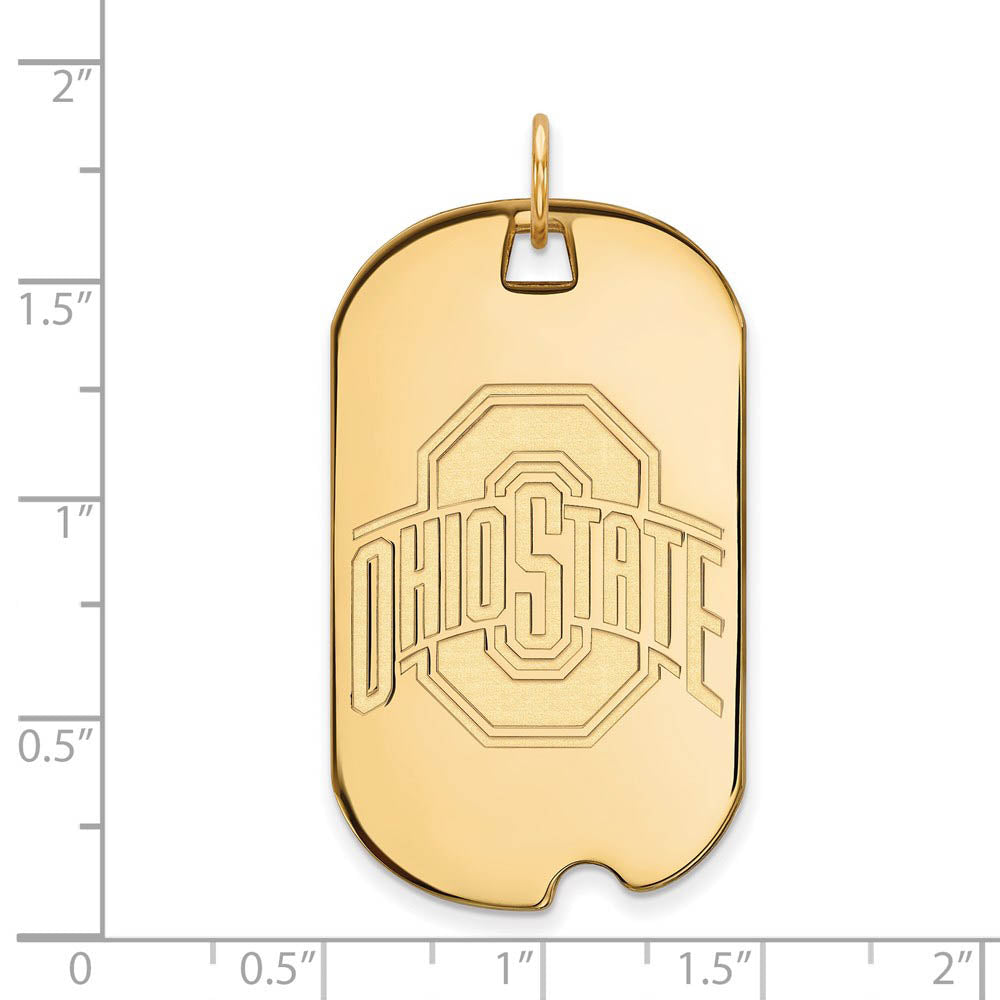 Alternate view of the 14k Gold Plated Silver Ohio State Large Dog Tag Pendant by The Black Bow Jewelry Co.