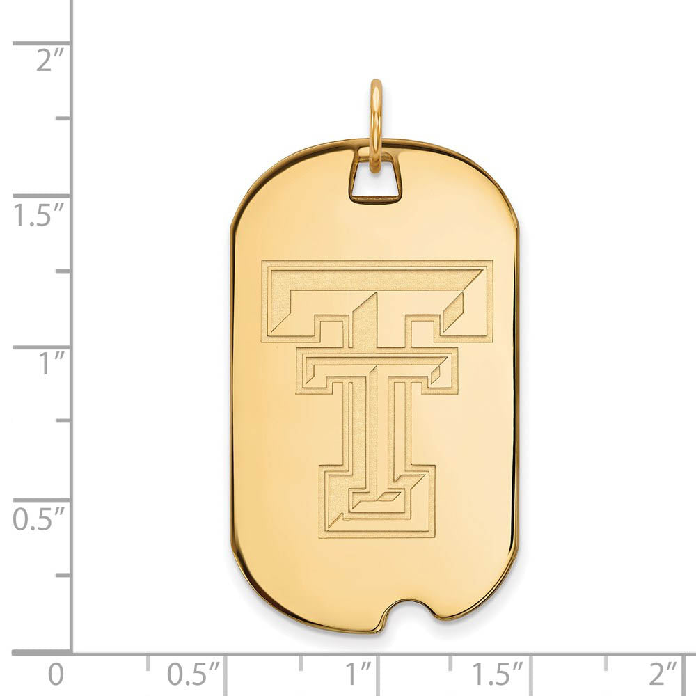 Alternate view of the 14k Gold Plated Silver Texas Tech U. Large Dog Tag Pendant by The Black Bow Jewelry Co.