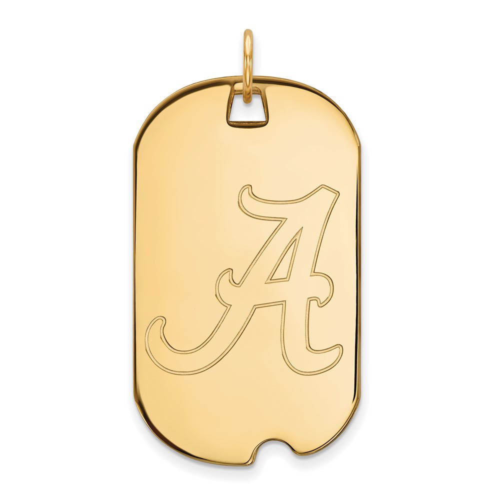 14k Gold Plated Silver U. of Alabama Large Initial A Dog Tag Pendant, Item P17626 by The Black Bow Jewelry Co.