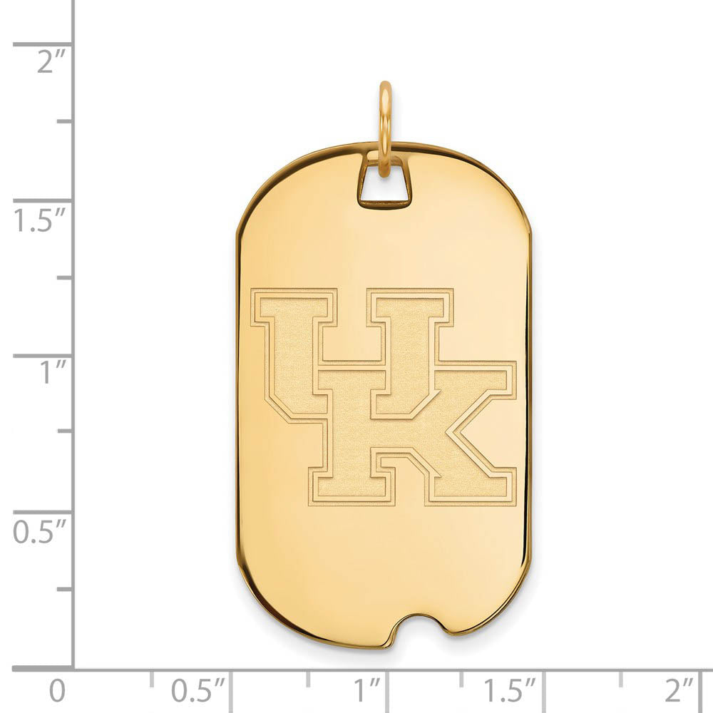 Alternate view of the 14k Gold Plated Silver U. of Kentucky Large Dog Tag Pendant by The Black Bow Jewelry Co.