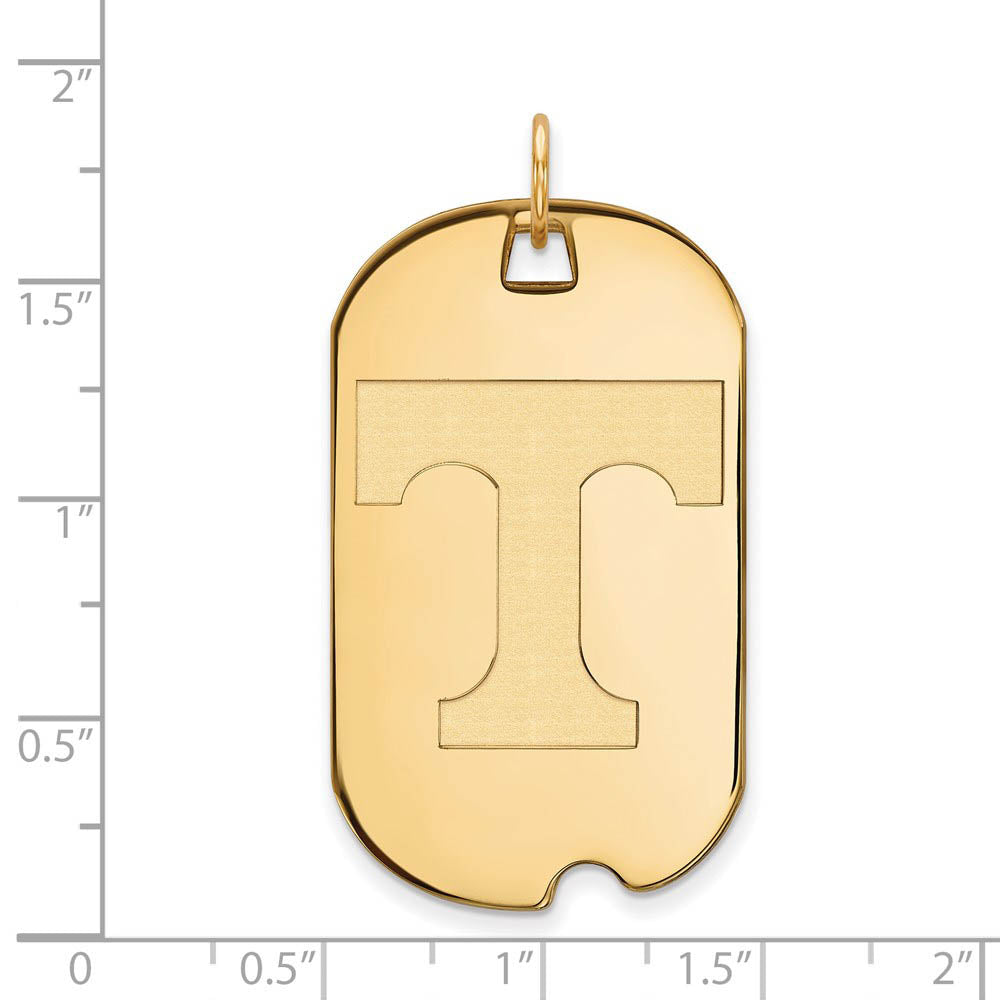 Alternate view of the 14k Gold Plated Silver U. of Tennessee Large Initial T Dog Tag Pendant by The Black Bow Jewelry Co.