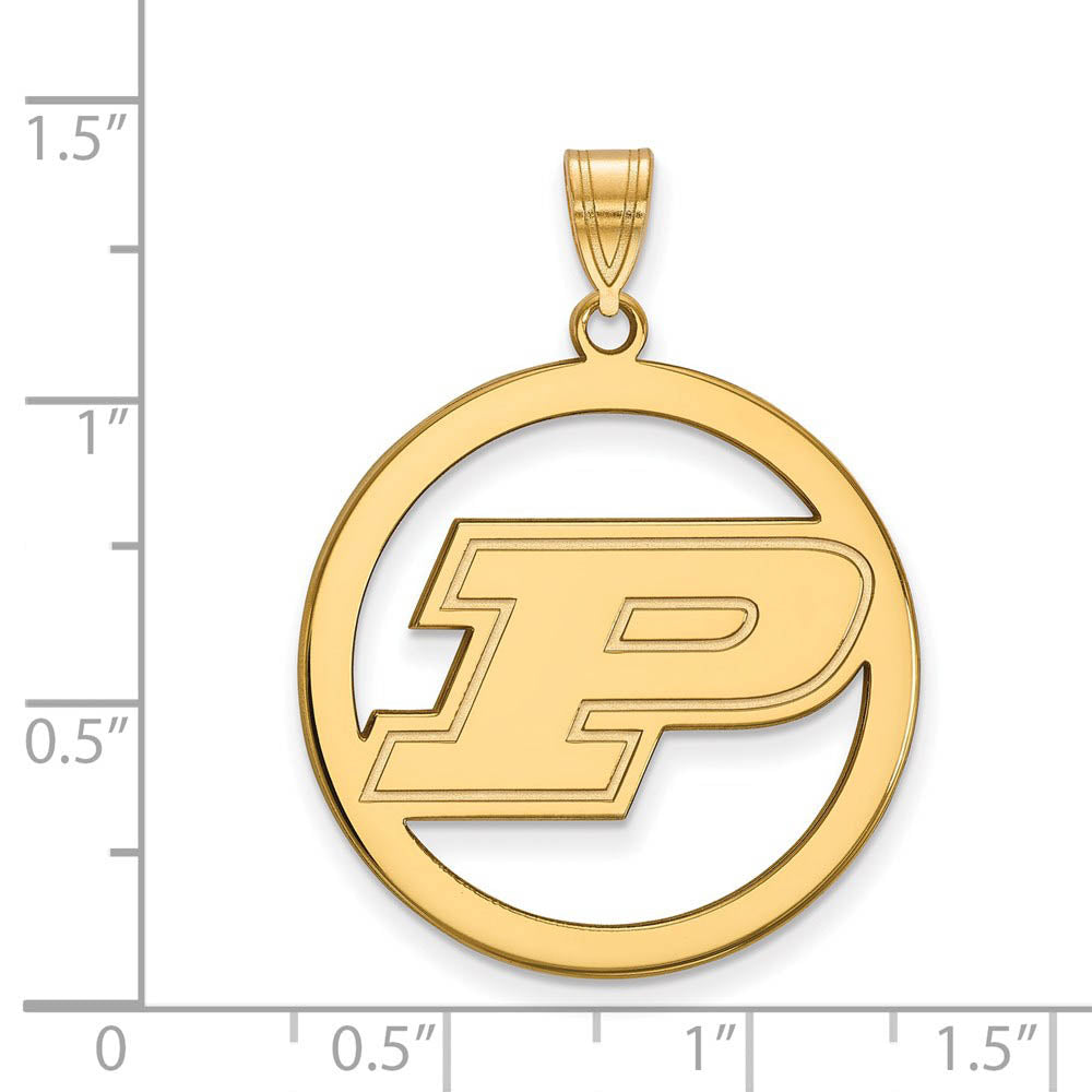 Alternate view of the 14k Gold Plated Silver Purdue XL Initial P Circle Pendant by The Black Bow Jewelry Co.