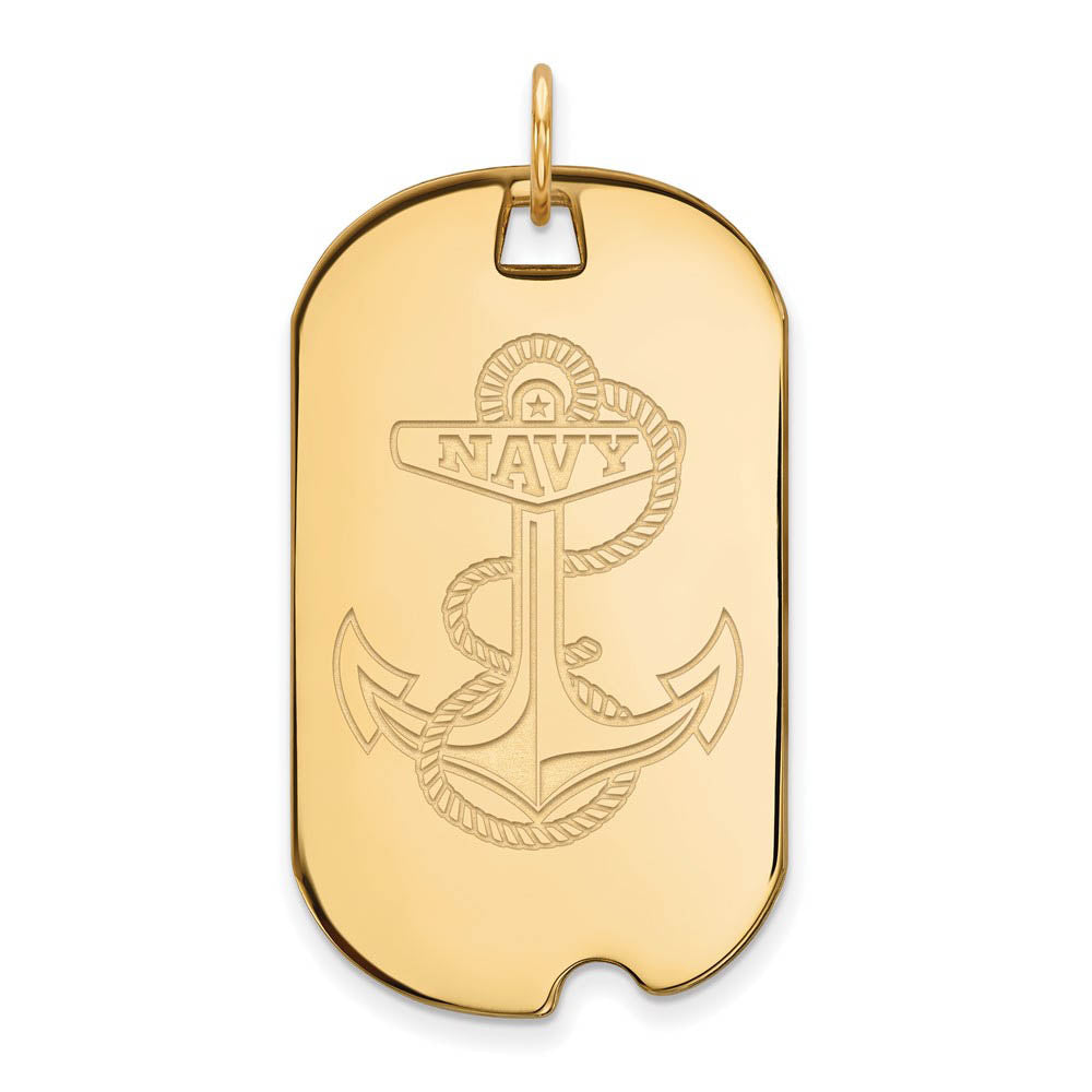 14k Gold Plated Silver U.S. Naval Academy Large Dog Tag Pendant, Item P17651 by The Black Bow Jewelry Co.