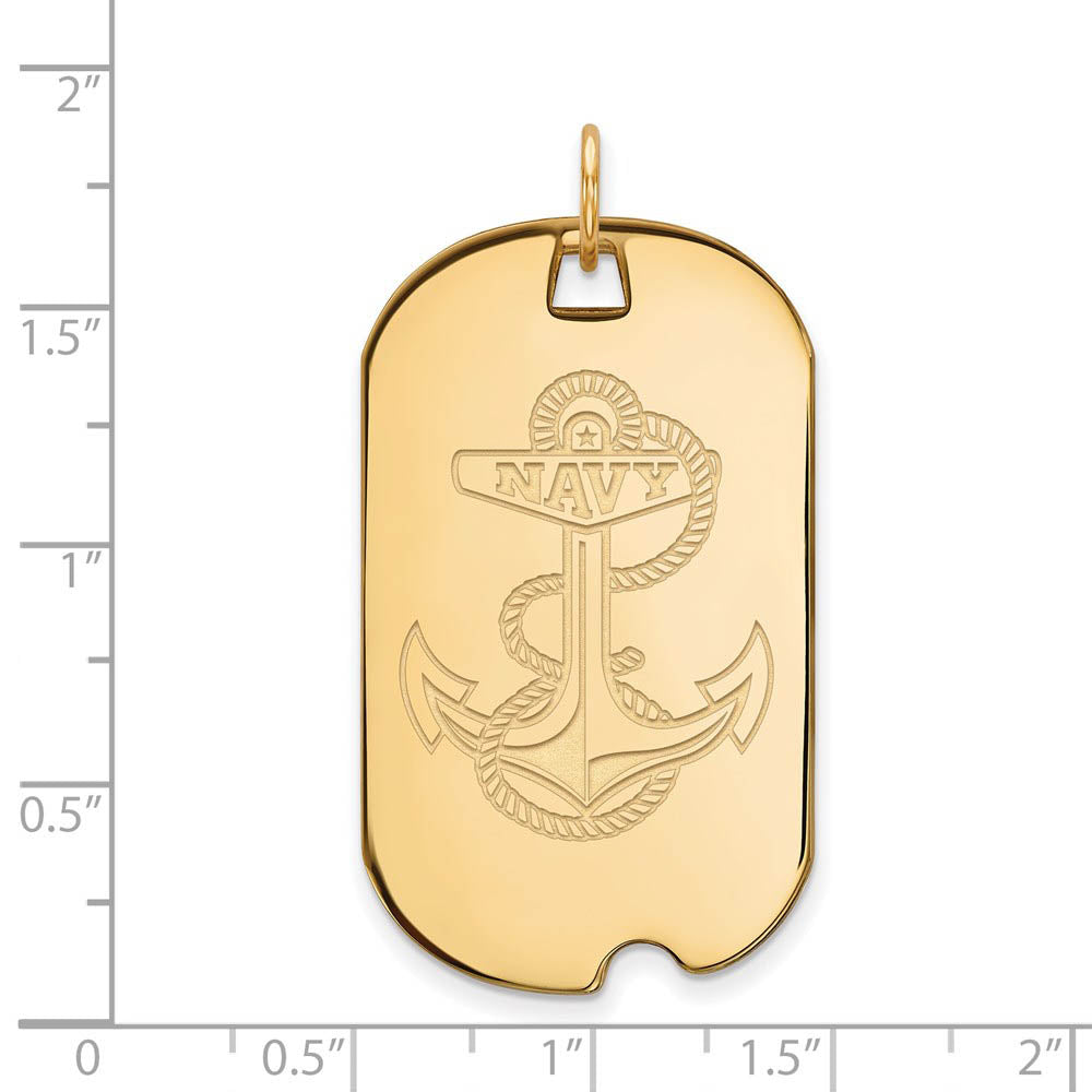 Alternate view of the 14k Gold Plated Silver U.S. Naval Academy Large Dog Tag Pendant by The Black Bow Jewelry Co.
