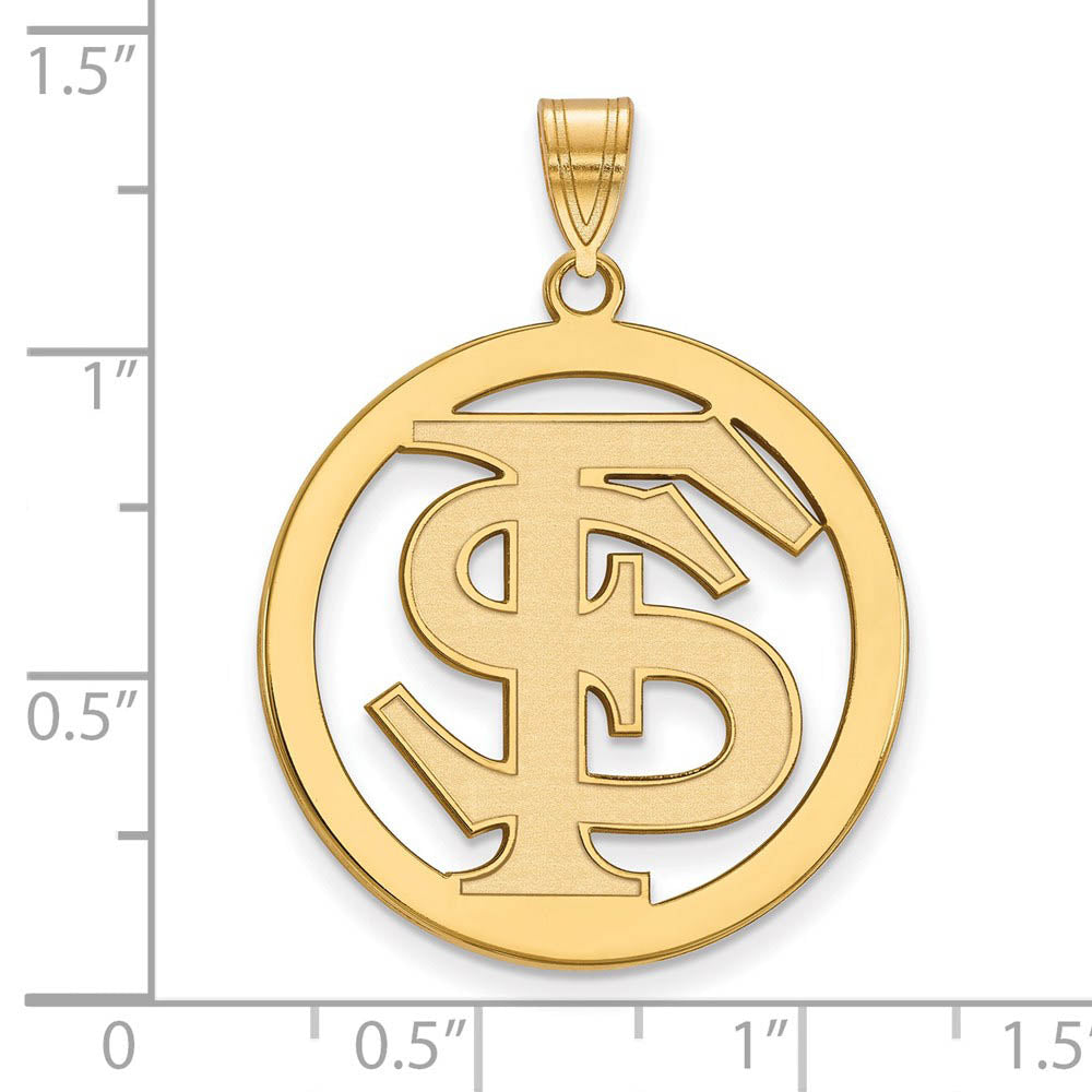 Alternate view of the 14k Gold Plated Silver Florida State XL Circle Pendant by The Black Bow Jewelry Co.