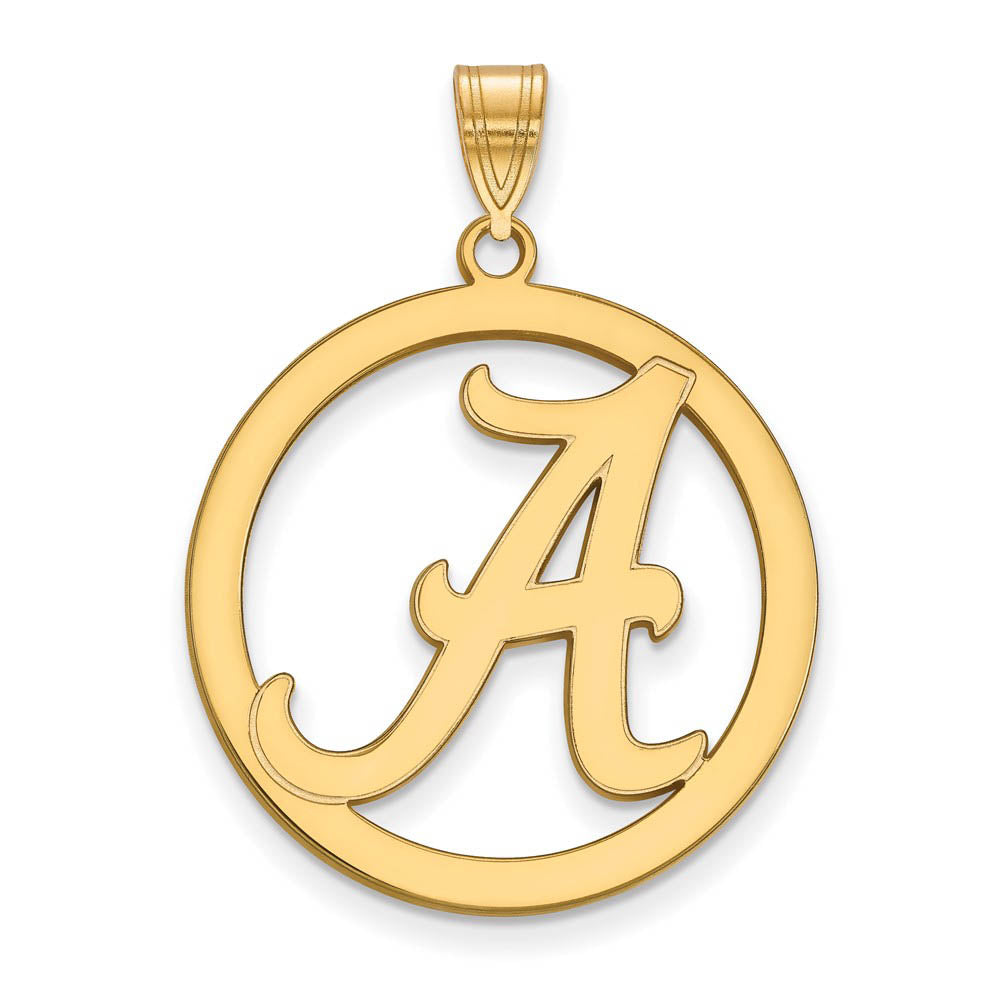 14k Gold Plated Silver U. of Alabama XL Initial A Circle Pendant, Item P17659 by The Black Bow Jewelry Co.