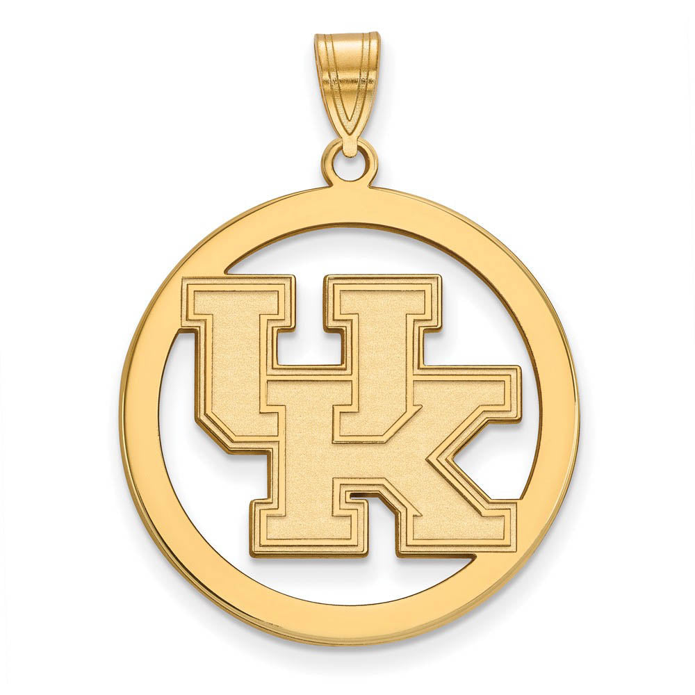 14k Gold Plated Silver U. of Kentucky XL Circle Pendant, Item P17663 by The Black Bow Jewelry Co.
