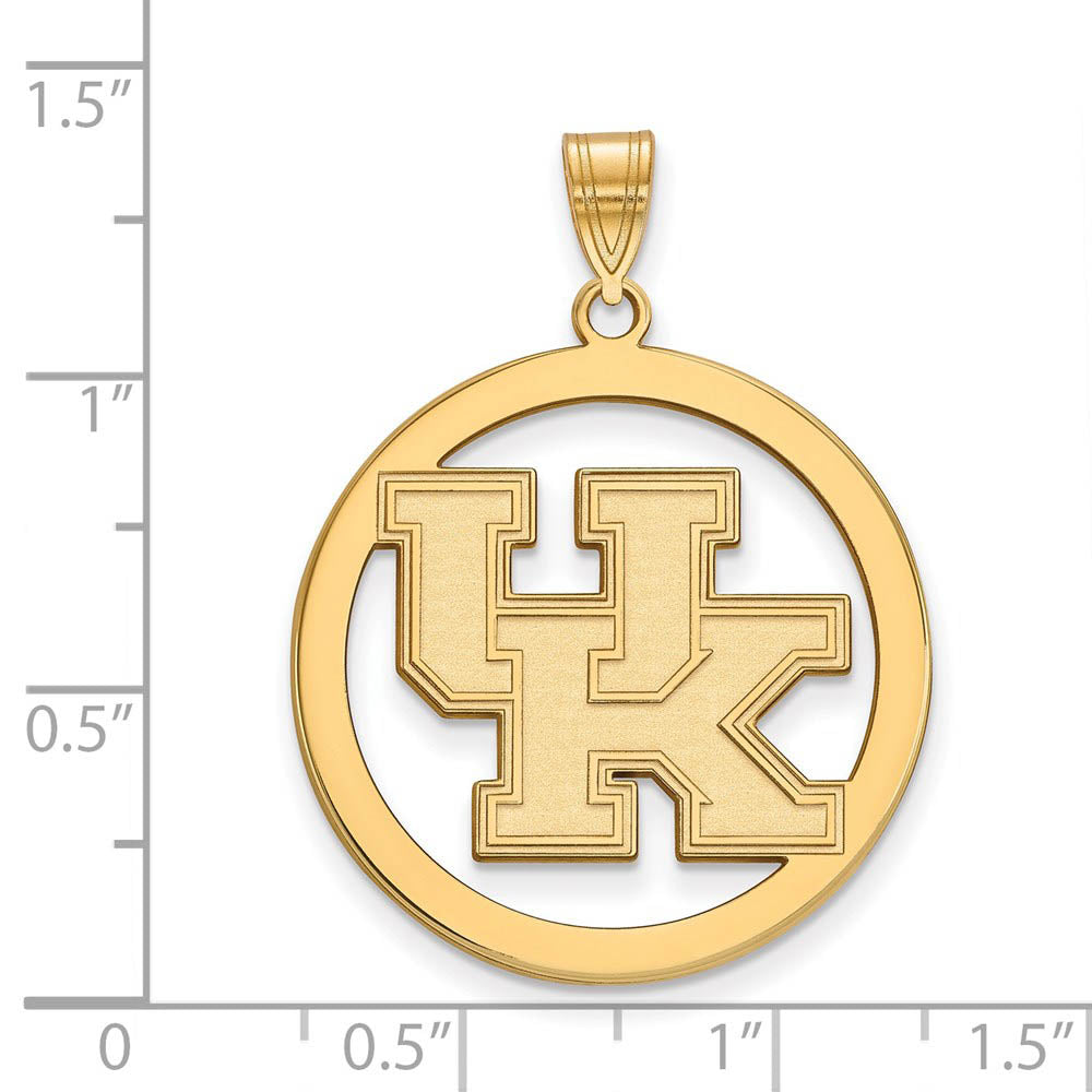 Alternate view of the 14k Gold Plated Silver U. of Kentucky XL Circle Pendant by The Black Bow Jewelry Co.