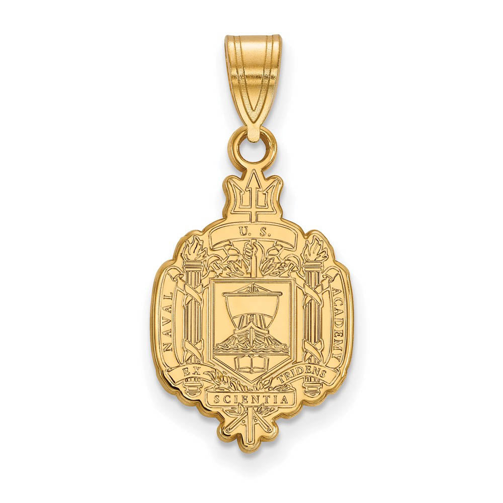14k Gold Plated Silver U.S. Naval Academy Large Crest Pendant, Item P17668 by The Black Bow Jewelry Co.