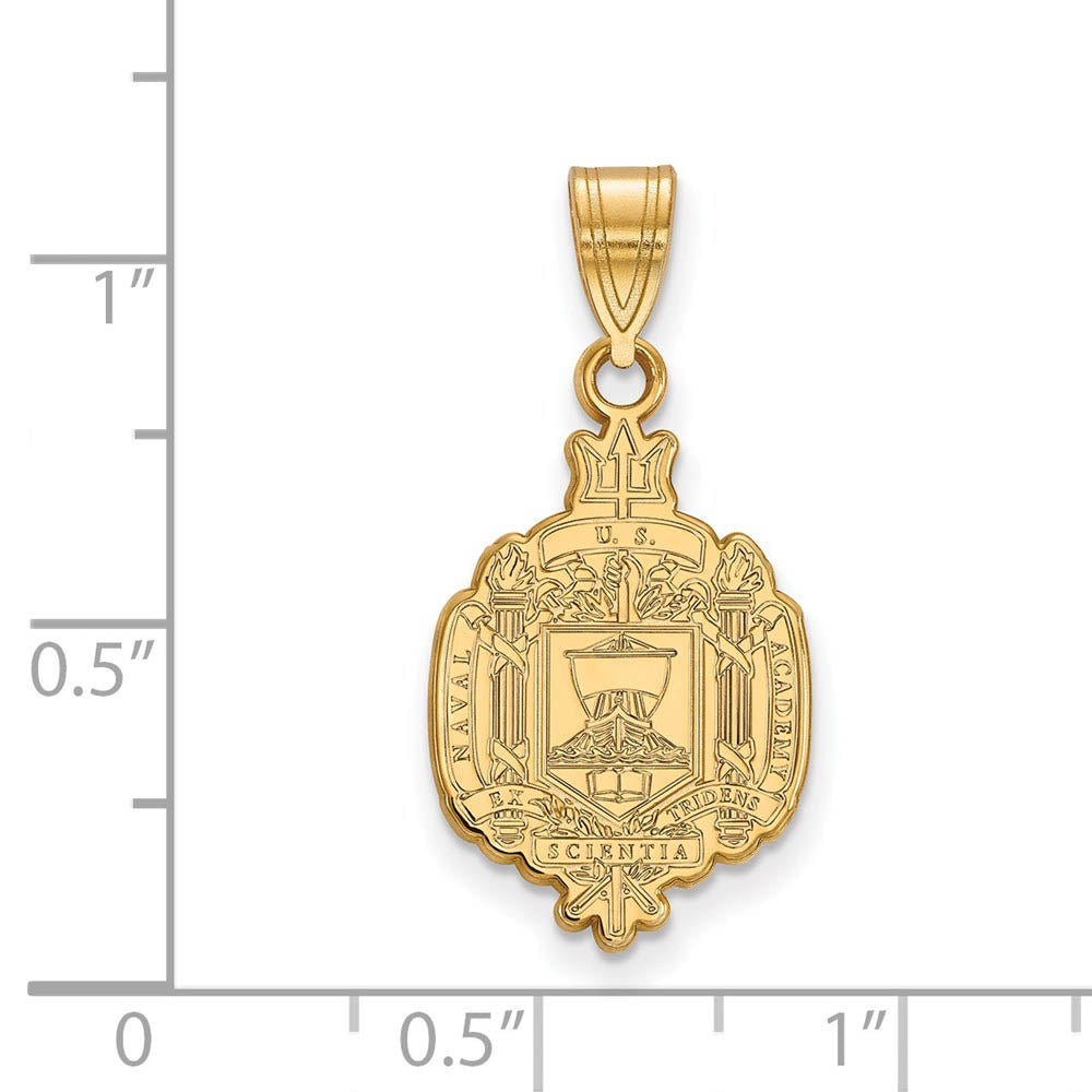 Alternate view of the 14k Gold Plated Silver U.S. Naval Academy Large Crest Pendant by The Black Bow Jewelry Co.