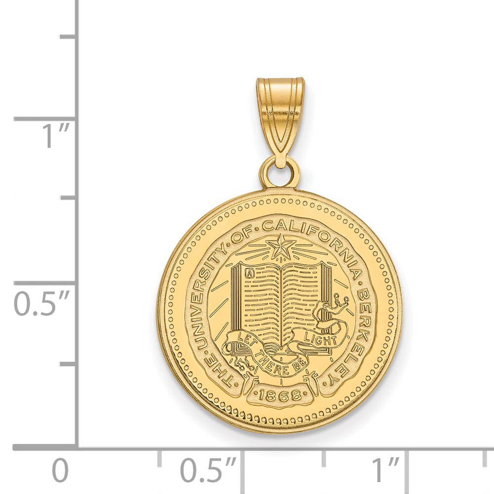 Alternate view of the 14k Gold Plated Silver California Berkeley Large Crest Pendant by The Black Bow Jewelry Co.