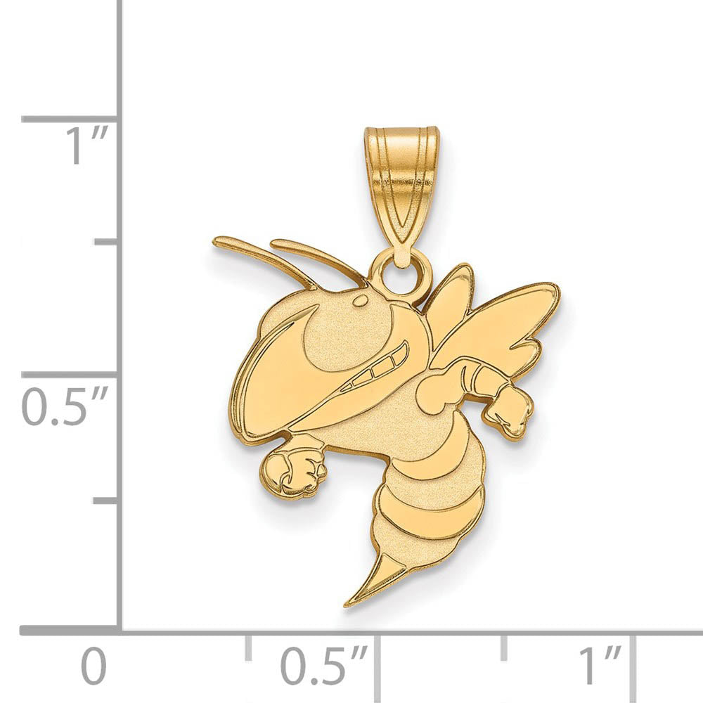 Alternate view of the 14k Gold Plated Silver Georgia Technology Large Pendant by The Black Bow Jewelry Co.