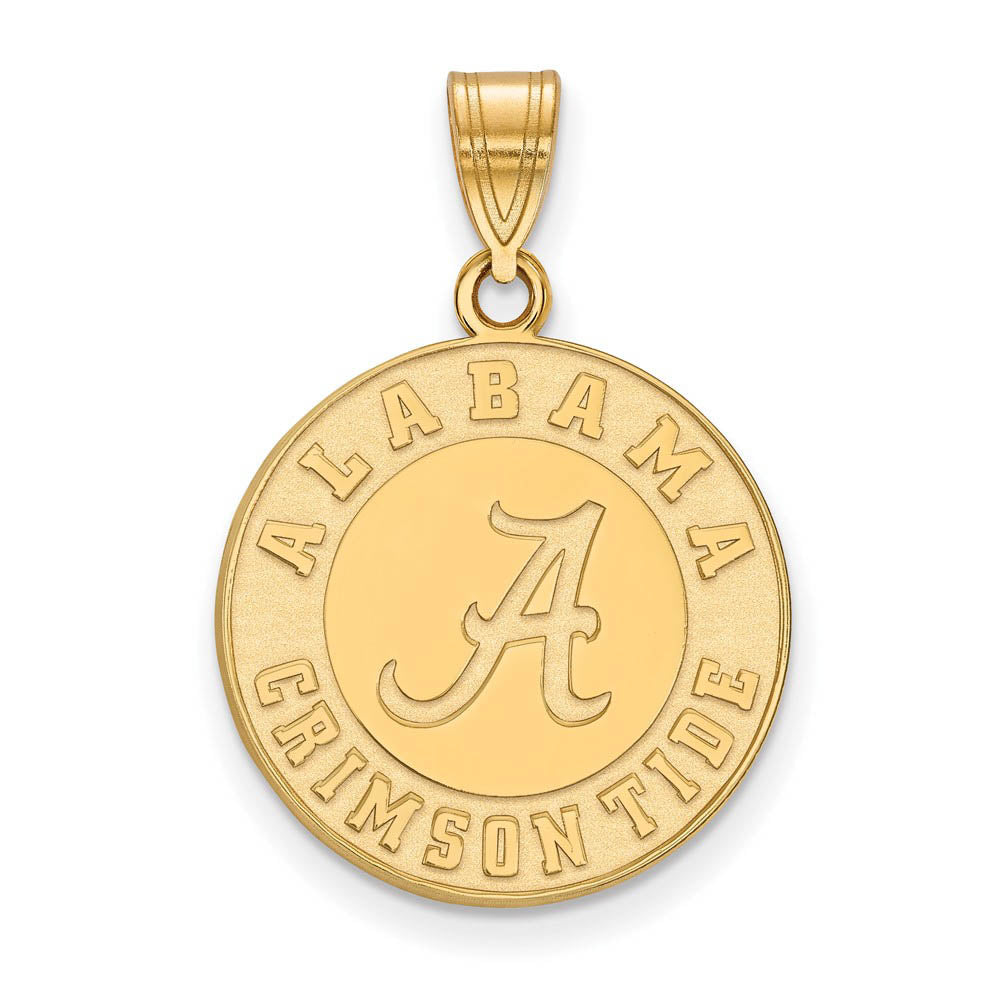 14k Gold Plated Silver U. of Alabama Large Logo Disc Pendant, Item P17708 by The Black Bow Jewelry Co.