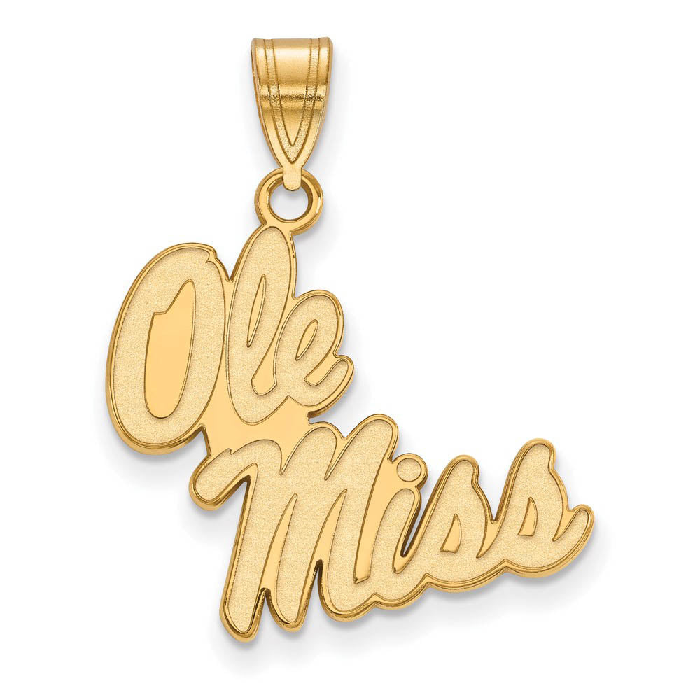 14k Gold Plated Silver U. of Mississippi Large 'Ole Miss' Pendant, Item P17714 by The Black Bow Jewelry Co.