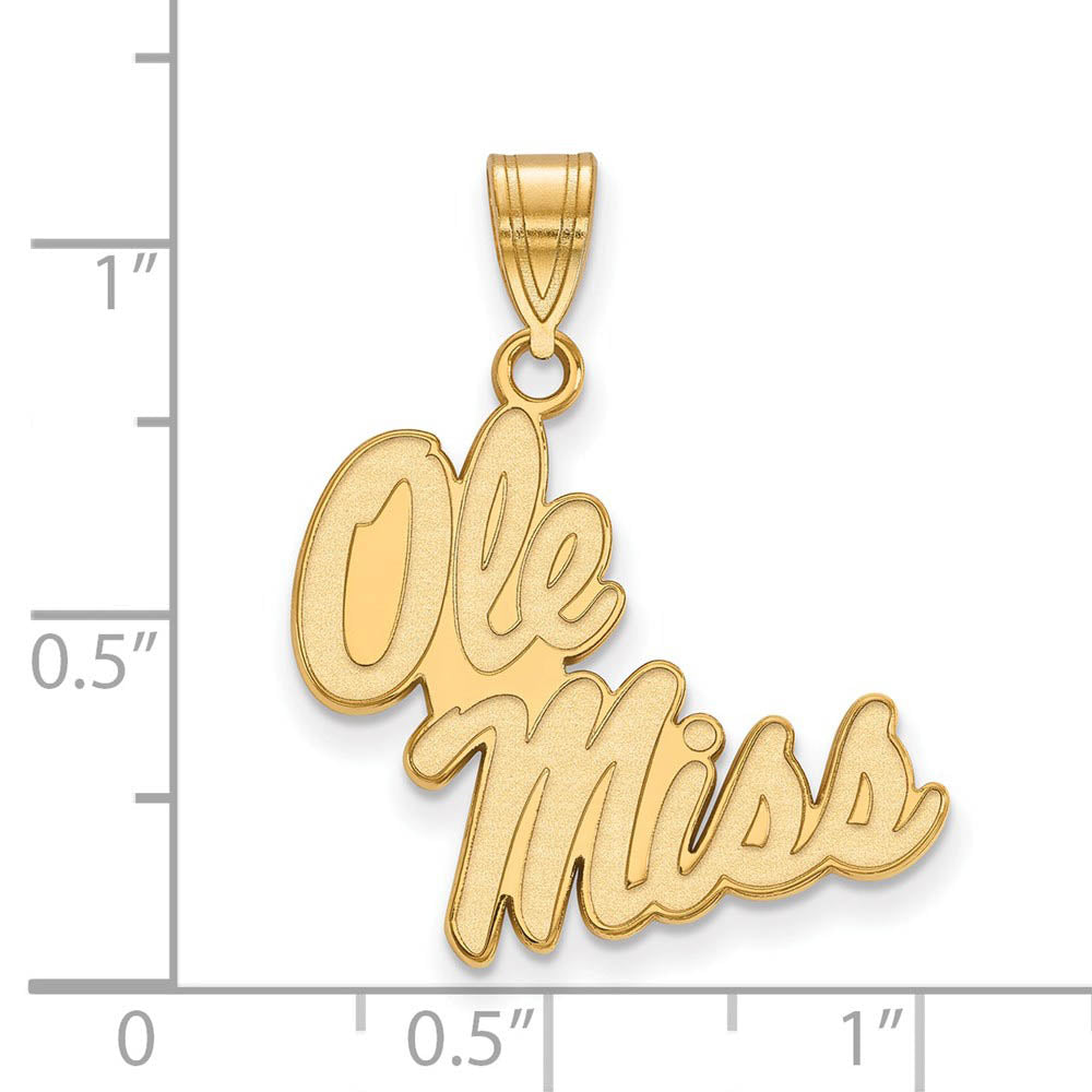 Alternate view of the 14k Gold Plated Silver U. of Mississippi Large 'Ole Miss' Pendant by The Black Bow Jewelry Co.