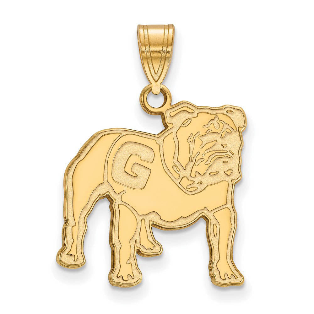 14k Gold Plated Silver U. of Georgia Large Mascot Logo Pendant, Item P17732 by The Black Bow Jewelry Co.