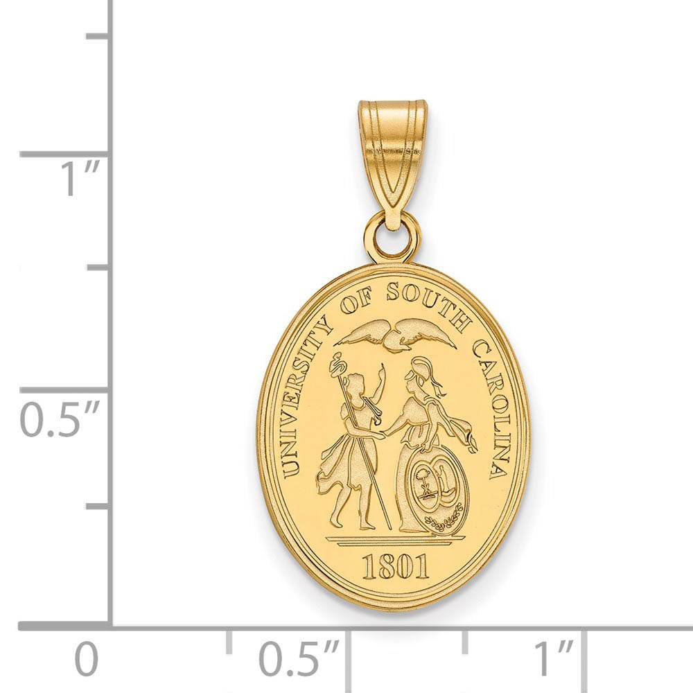Alternate view of the 14k Gold Plated Silver South Carolina Large Crest Pendant by The Black Bow Jewelry Co.