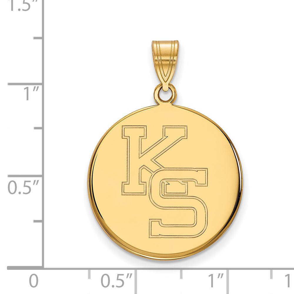 Alternate view of the 14k Gold Plated Silver Kansas State Large Pendant by The Black Bow Jewelry Co.