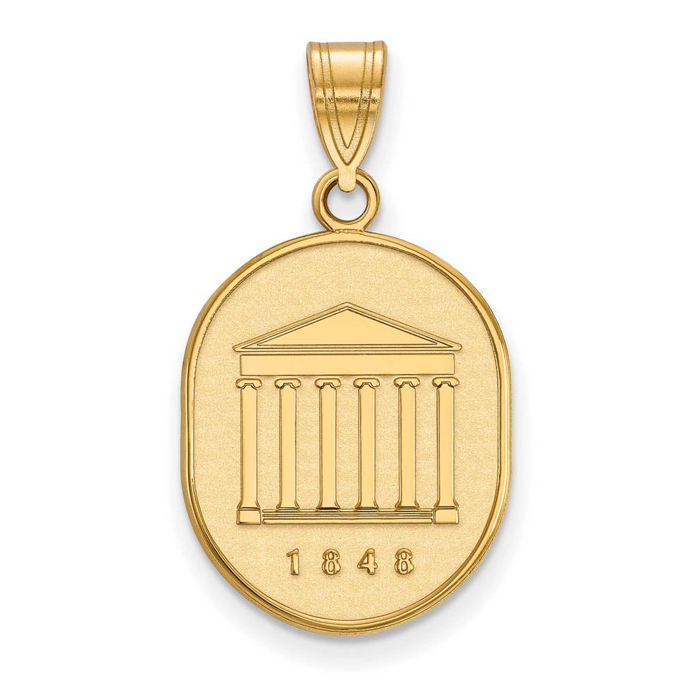 14k Gold Plated Silver U. of Mississippi Large Crest Pendant, Item P17762 by The Black Bow Jewelry Co.
