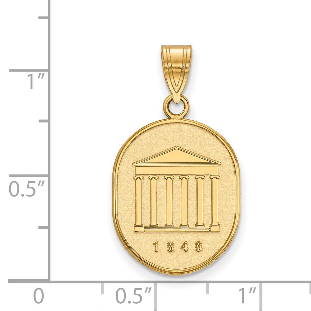 Alternate view of the 14k Gold Plated Silver U. of Mississippi Large Crest Pendant by The Black Bow Jewelry Co.