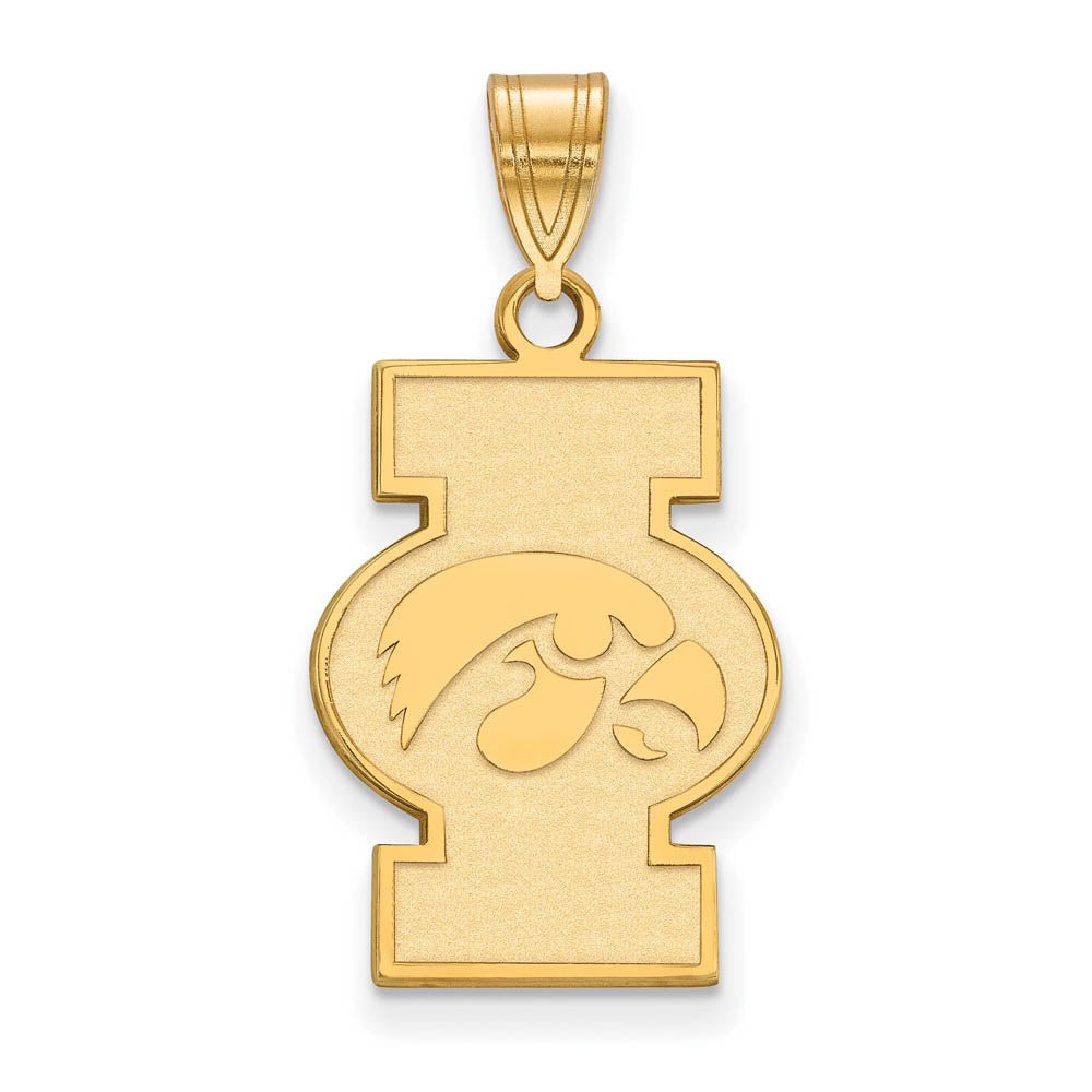 14k Gold Plated Silver U. of Iowa Large Logo Pendant, Item P17768 by The Black Bow Jewelry Co.