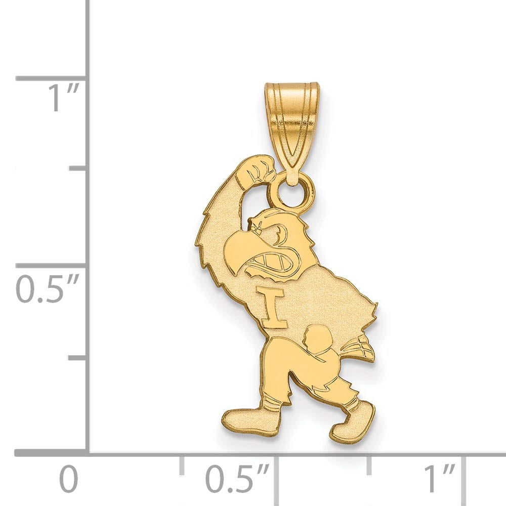 Alternate view of the 14k Gold Plated Silver U. of Iowa Large Pendant by The Black Bow Jewelry Co.