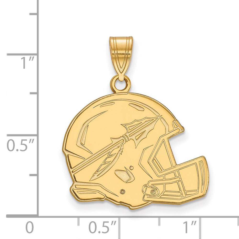 Alternate view of the 14k Gold Plated Silver Florida State Large Helmet Pendant by The Black Bow Jewelry Co.