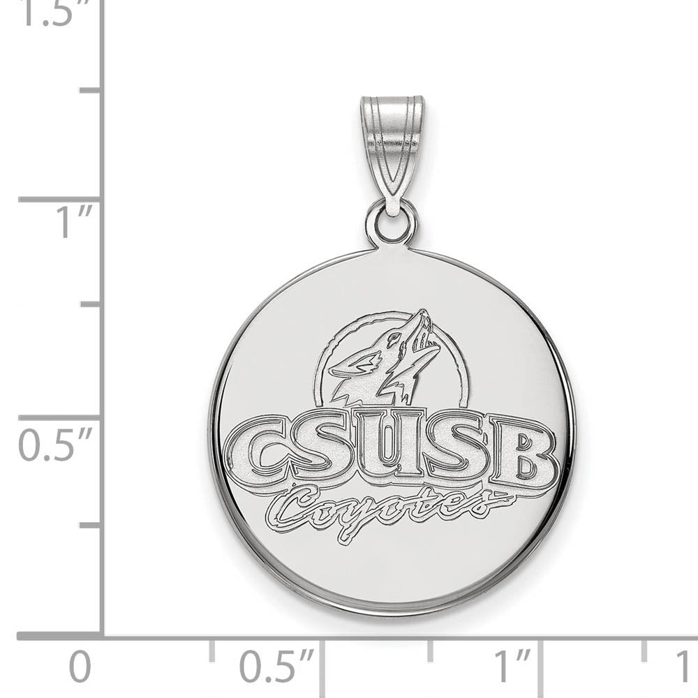 Alternate view of the Sterling Silver Cal State San Bernardino Large Disc Pendant by The Black Bow Jewelry Co.