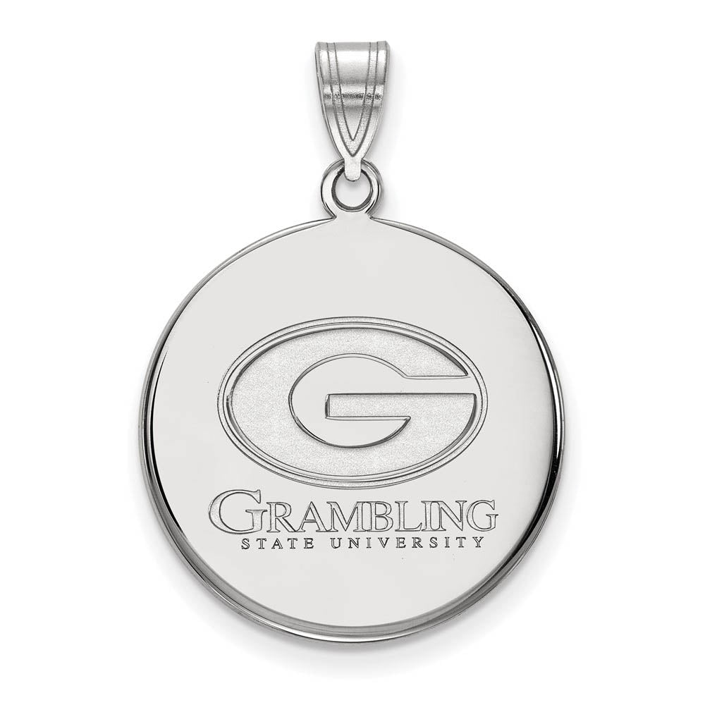 Sterling Silver Grambling State Large Disc Pendant, Item P17791 by The Black Bow Jewelry Co.