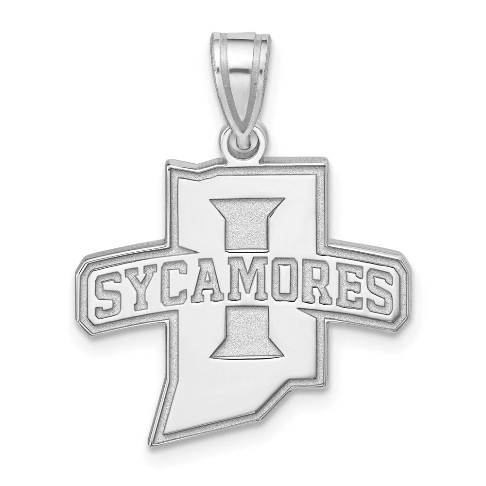 Sterling Silver Indiana State Large 'Sycamores' Pendant, Item P17845 by The Black Bow Jewelry Co.