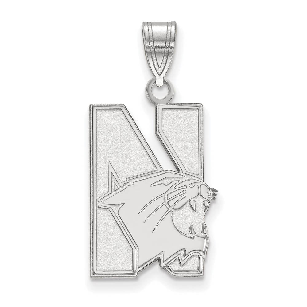Sterling Silver Northwestern U. Large Logo Pendant, Item P17853 by The Black Bow Jewelry Co.
