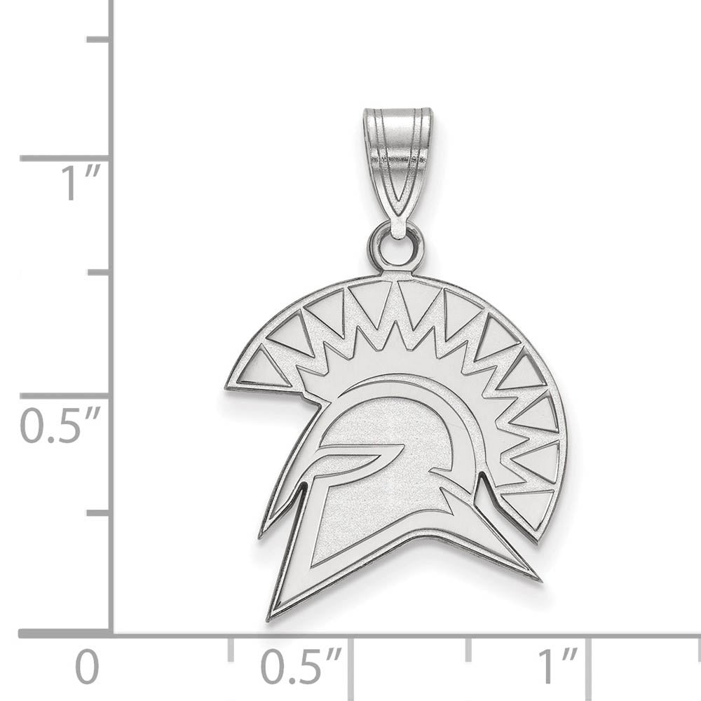 Alternate view of the Sterling Silver San Jose State Large Mascot Pendant by The Black Bow Jewelry Co.