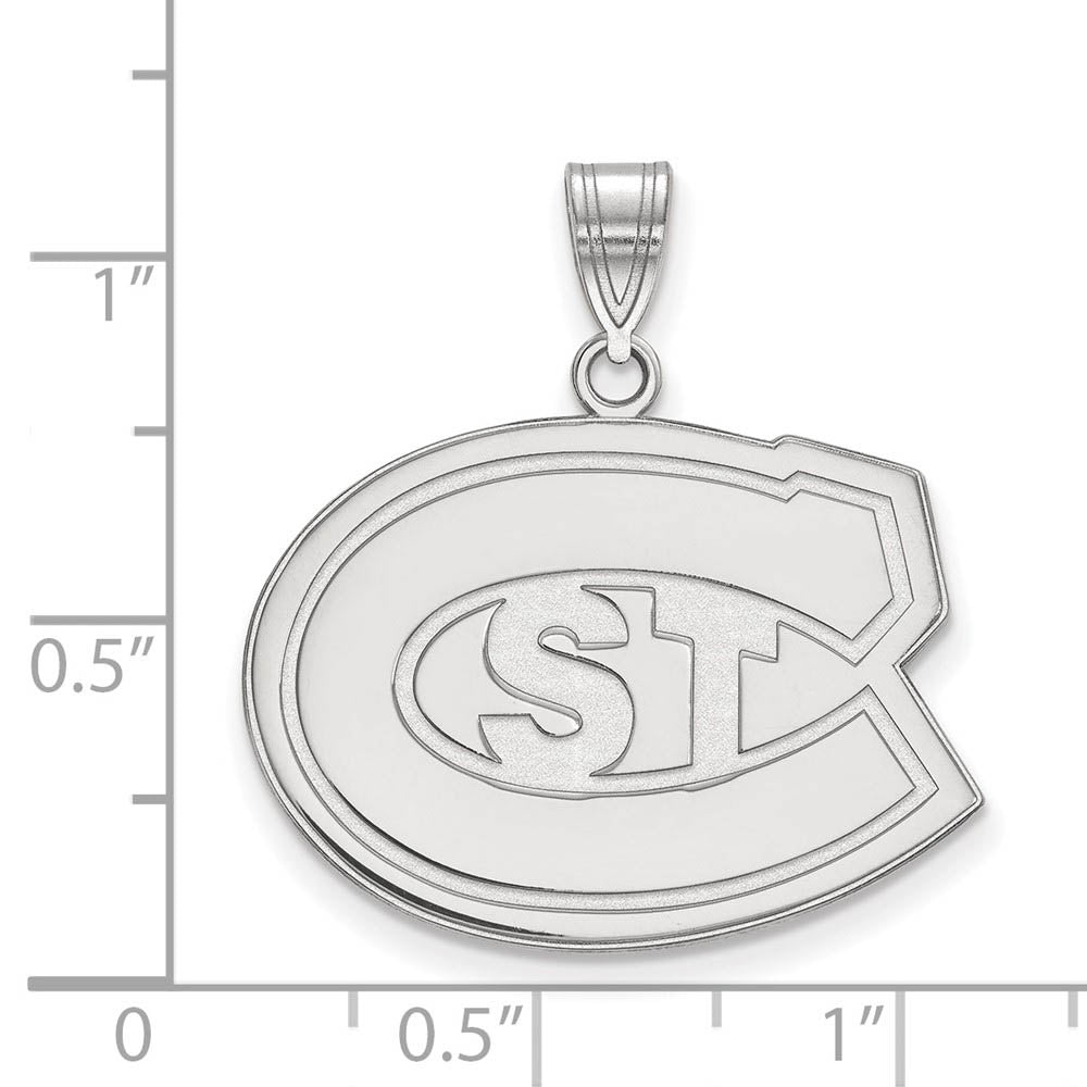Alternate view of the Sterling Silver St. Cloud State Large 'STC' Pendant by The Black Bow Jewelry Co.