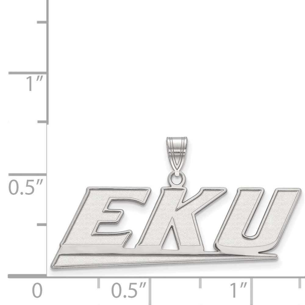 Alternate view of the 10k White Gold Eastern Kentucky U Medium Pendant by The Black Bow Jewelry Co.