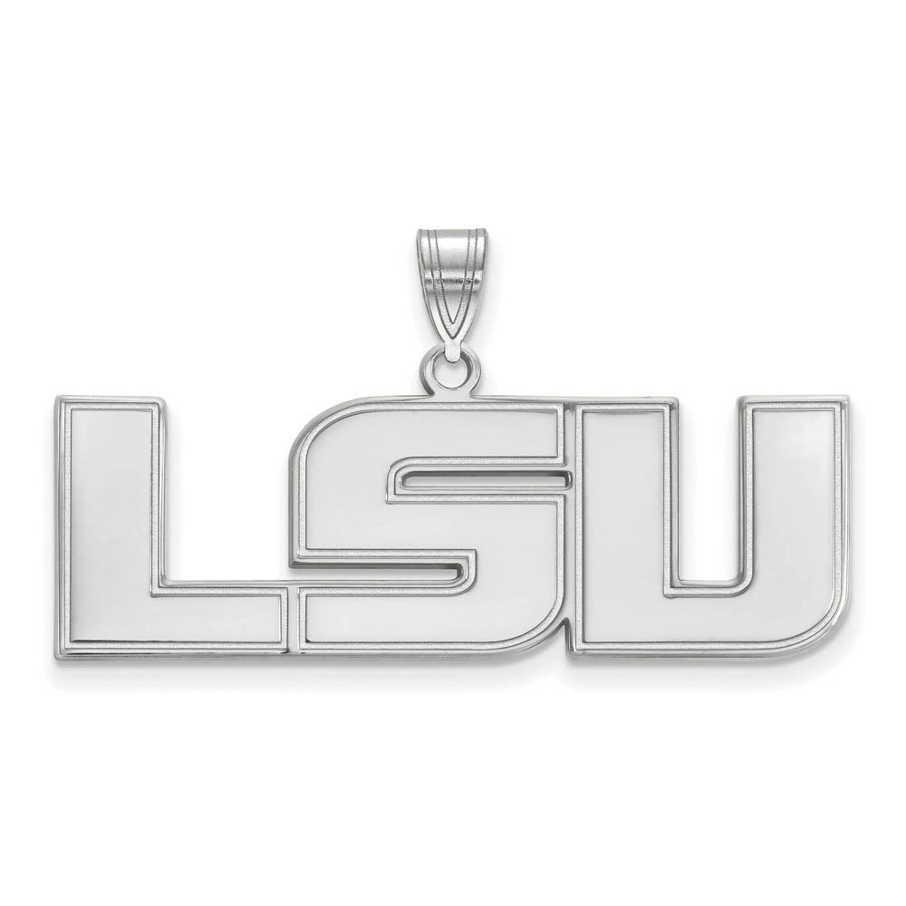 Sterling Silver Louisiana State Large 'LSU' Pendant, Item P17929 by The Black Bow Jewelry Co.