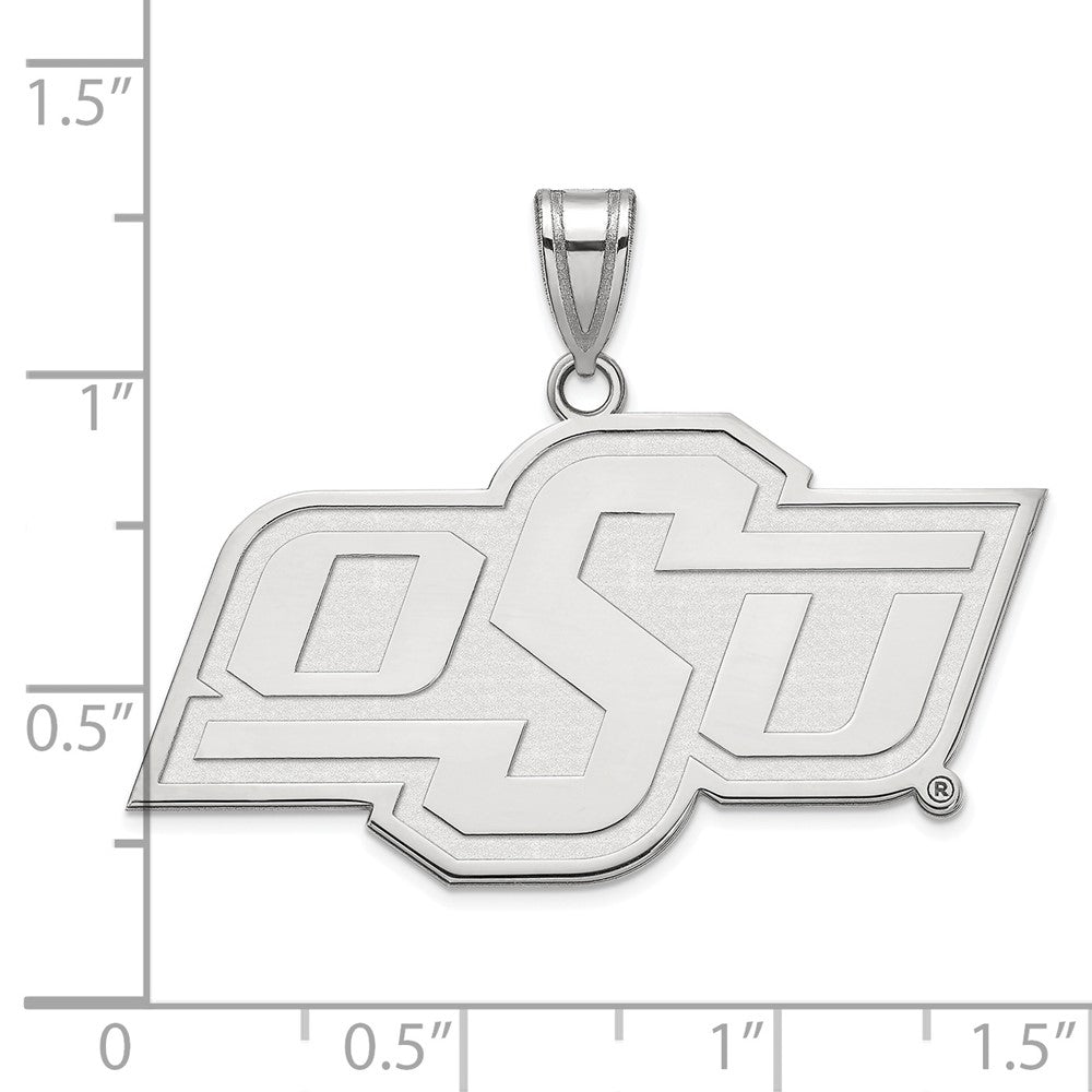 Alternate view of the Sterling Silver Oklahoma State Large 'OSU' Pendant by The Black Bow Jewelry Co.
